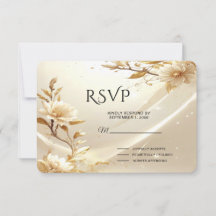 Weiße und goldene Blumen RSVP-Karte