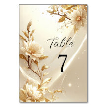 Weiße und goldene Blumen Tischnummer