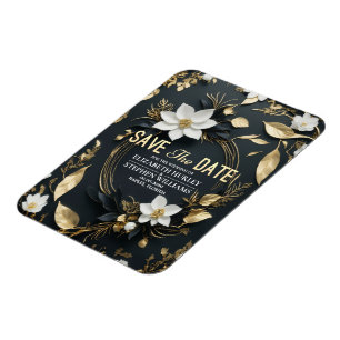 Weiße und goldene Blumenkranz-Hochzeit - Termin me Magnet
