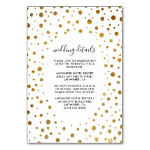 Weiße und goldene Confetti-Foil-Hochzeitskarten