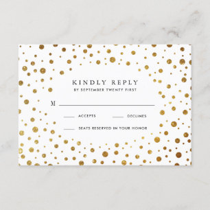 Weiße und goldene Confetti Foil Wedding RSVP Cards