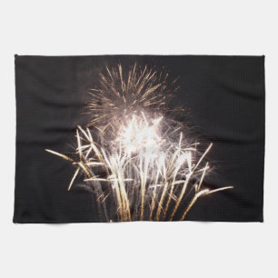 Weiße und goldene Feuerwerke I Patriotische Feier Küchentuch