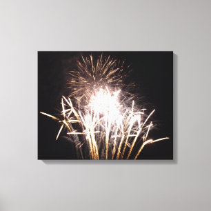 Weiße und goldene Feuerwerke I Patriotische Feier Leinwanddruck