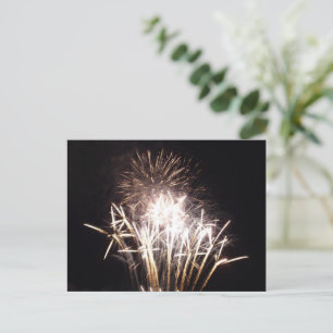 Weiße und goldene Feuerwerke I Patriotische Feier Postkarte