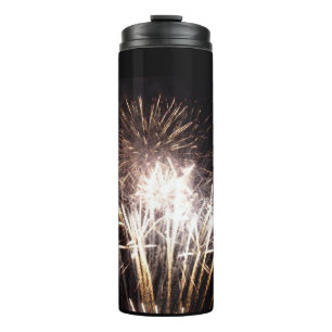 Weiße und goldene Feuerwerke I Patriotische Feier Thermosbecher