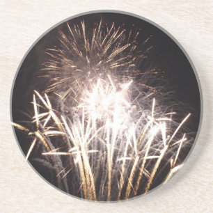 Weiße und goldene Feuerwerke I Patriotische Feier Untersetzer