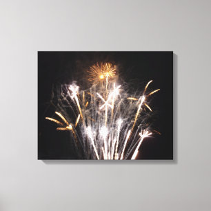 Weiße und goldene Feuerwerke II Patriotische Feier Leinwanddruck