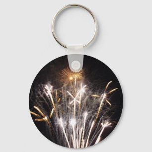Weiße und goldene Feuerwerke II Patriotische Feier Schlüsselanhänger