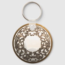 Weiße und goldene filigrane Glasnähtaste