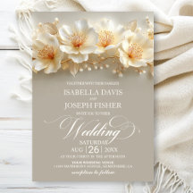 Weiße und goldene florale Hochzeit