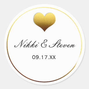 Weiße und goldene Folien-Herz-Rund-Sticker-Etikett Runder Aufkleber