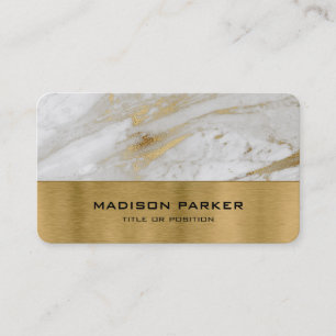 Weiße und goldene Geschäftskarte mit Marmormuster Visitenkarte