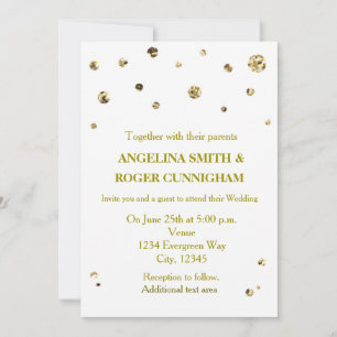 Weiße und goldene Glitter-Moderne-Punkt-Hochzeitse Einladung