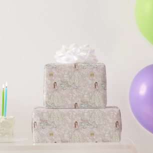 Weiße und goldene Hochzeitsdekoration Geschenkpapier