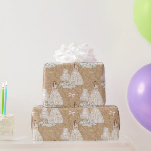 Weiße und goldene Hochzeitsdekoration Geschenkpapier