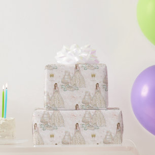 Weiße und goldene Hochzeitsdekoration Geschenkpapier