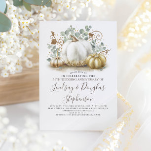 Weiße und goldene Kürbisse Herbst Hochzeit Jubiläu Einladung