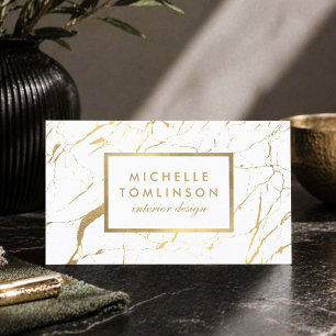 Weiße und goldene Marmor Designer Visitenkarte