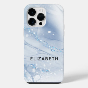 Weiße und goldene Marmor-Glitter-Personalisierung iPhone 14 Pro Max Hülle