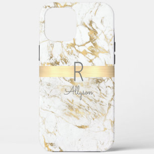 Weiße und goldene Marmor-Goldbarren, DIY grauer Na iPhone 12 Pro Max Hülle