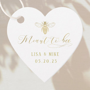 Weiße und goldene Meant to Bee Hochzeitshonig Geschenkanhänger