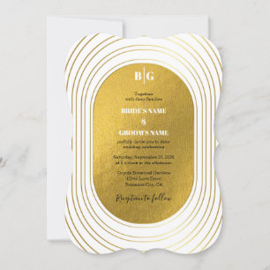 Weiße und goldene moderne Minimalistische Arch-Hoc Einladung