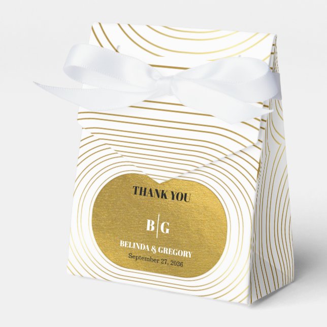 Weiße und goldene moderne Minimalistische Arch-Hoc Geschenkschachtel (Vorderseite)