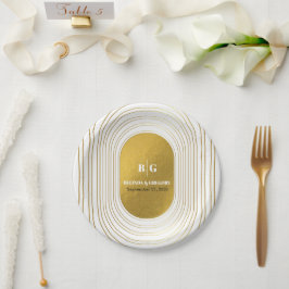 Weiße und goldene moderne Minimalistische Arch-Hoc Pappteller