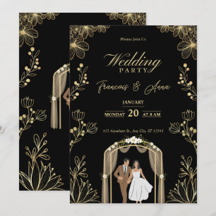 Weiße und goldene Nikkah-Einladung Digital Islamic Einladung