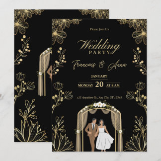 Weiße und goldene Nikkah-Einladung Digital Islamic Einladung
