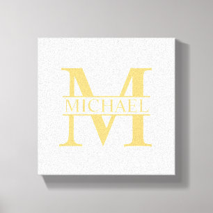 Weiße und goldene personalisierte Monogramm und Na Leinwanddruck
