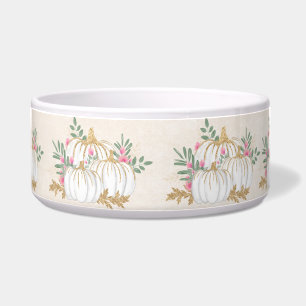 Weiße und goldene Pumpkins Wasserfarbe Napf