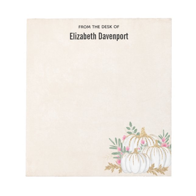 Weiße und goldene Pumpkins Wasserfarbe Notizblock (Vorderseite)