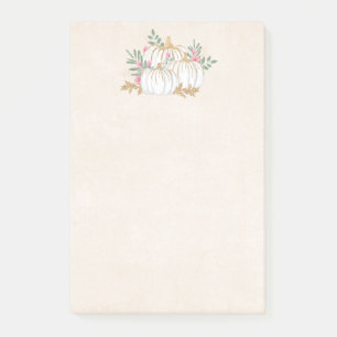 Weiße und goldene Pumpkins Wasserfarbe Post-it Klebezettel