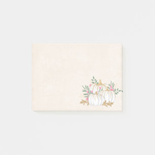 Weiße und goldene Pumpkins Wasserfarbe Post-it Klebezettel