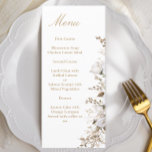Weiße und goldene Rose Elegante Botanische Hochzei Menükarte<br><div class="desc">Mit einer eleganten Rose aus Weiß und Gold sind diese Hochzeitsmenüs eine schöne Ergänzung zu Ihrem Tischfuß. Finden Sie passende Hochzeitsartikel in meinem Shop.</div>