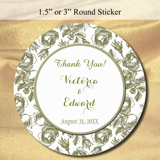 Weiße und goldene Rose, kundenspezifisch Danke Sti Runder Aufkleber (Zazzle White and Golden Roses Round Custom Thank You Stickers)