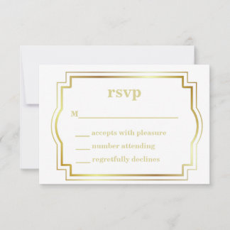 Weiße und goldene RSVP-Karte RSVP Karte