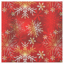 Weiße und goldene Schneeflocken im roten Hintergru