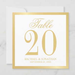 Weiße und goldene Tischnummer Square Card