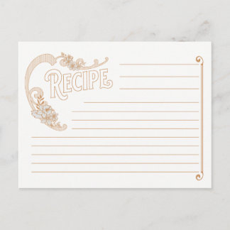 Weiße und goldene Vintage-Rezeptkarten Postkarte