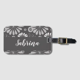 Weiße und graue Blumenmuster Gepäckanhänger