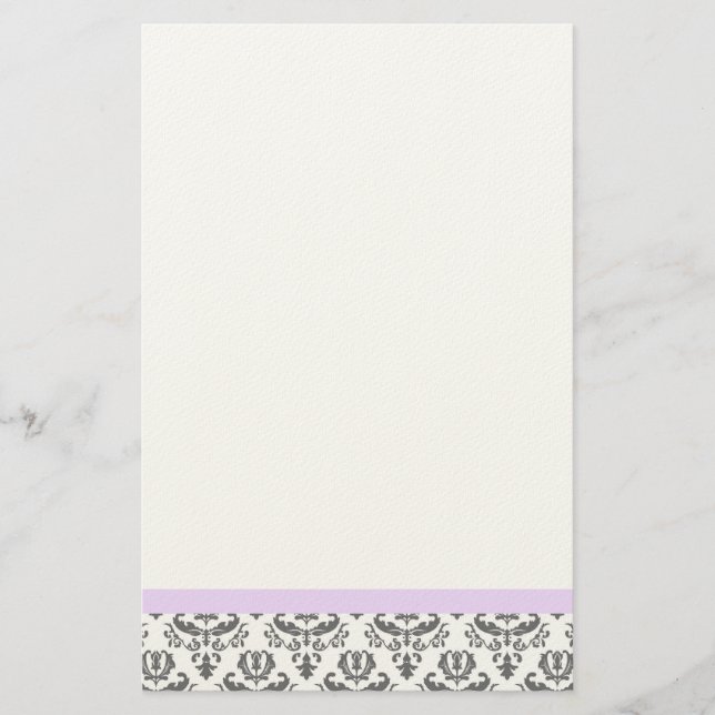Weiße und graue Damast Musterböden Briefpapier (Vorderseite)