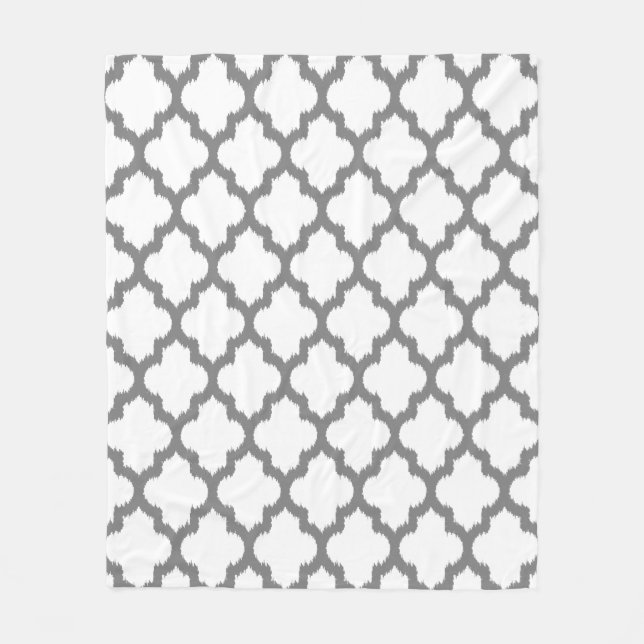 Weiße und graue Ikat Quatrefolienfolie Revertierba Fleecedecke (Vorderseite)