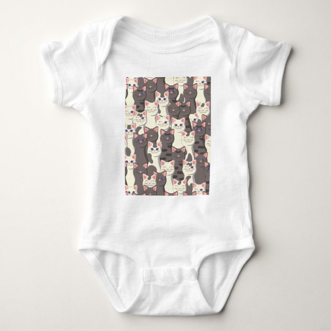 Weiße und graue Katzen Baby Strampler (Vorderseite)