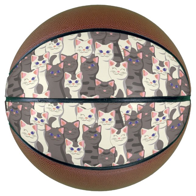 Weiße und graue Katzen Basketball (Vorderseite)