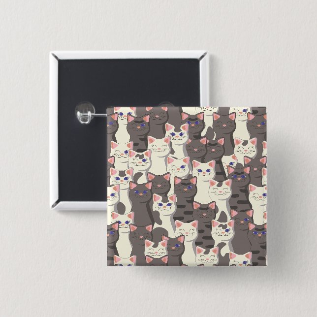 Weiße und graue Katzen Button (Vorne & Hinten)