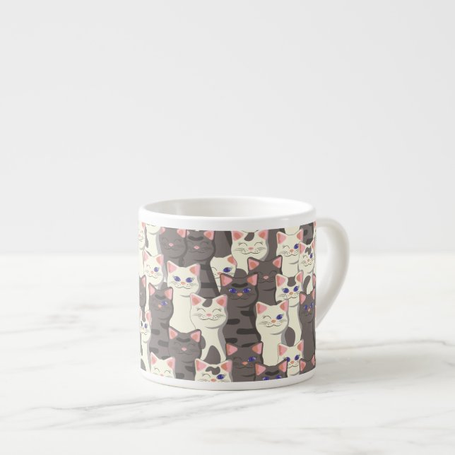 Weiße und graue Katzen Espressotasse (Vorderseite Rechts)
