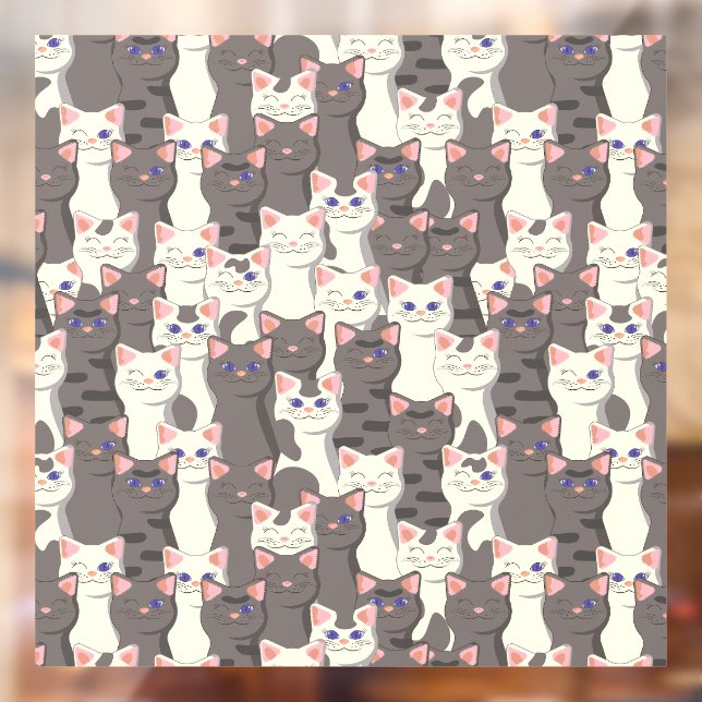 Weiße und graue Katzen Fensteraufkleber (Blatt 2)