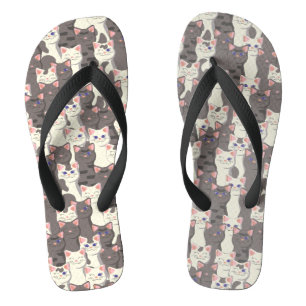 Weiße und graue Katzen Flip Flops